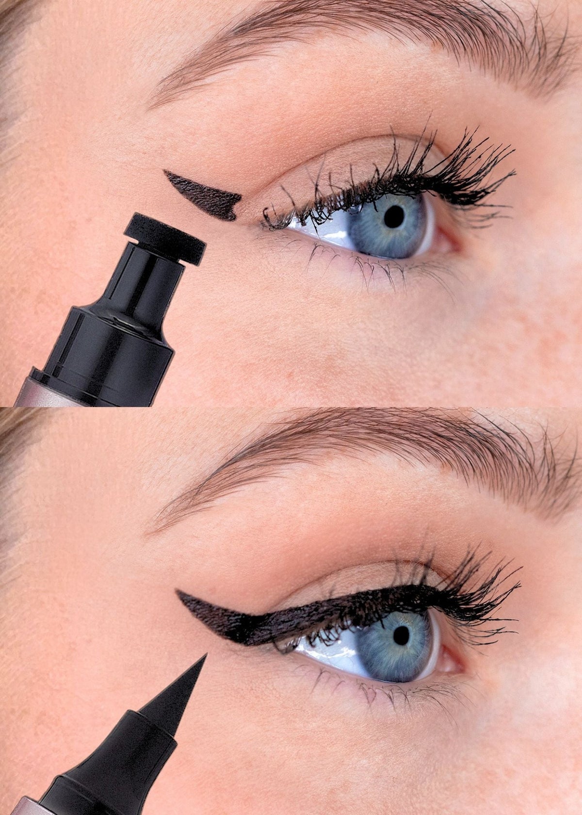 Master Stamp & Stroke Eyeliner, Intense Black, in use